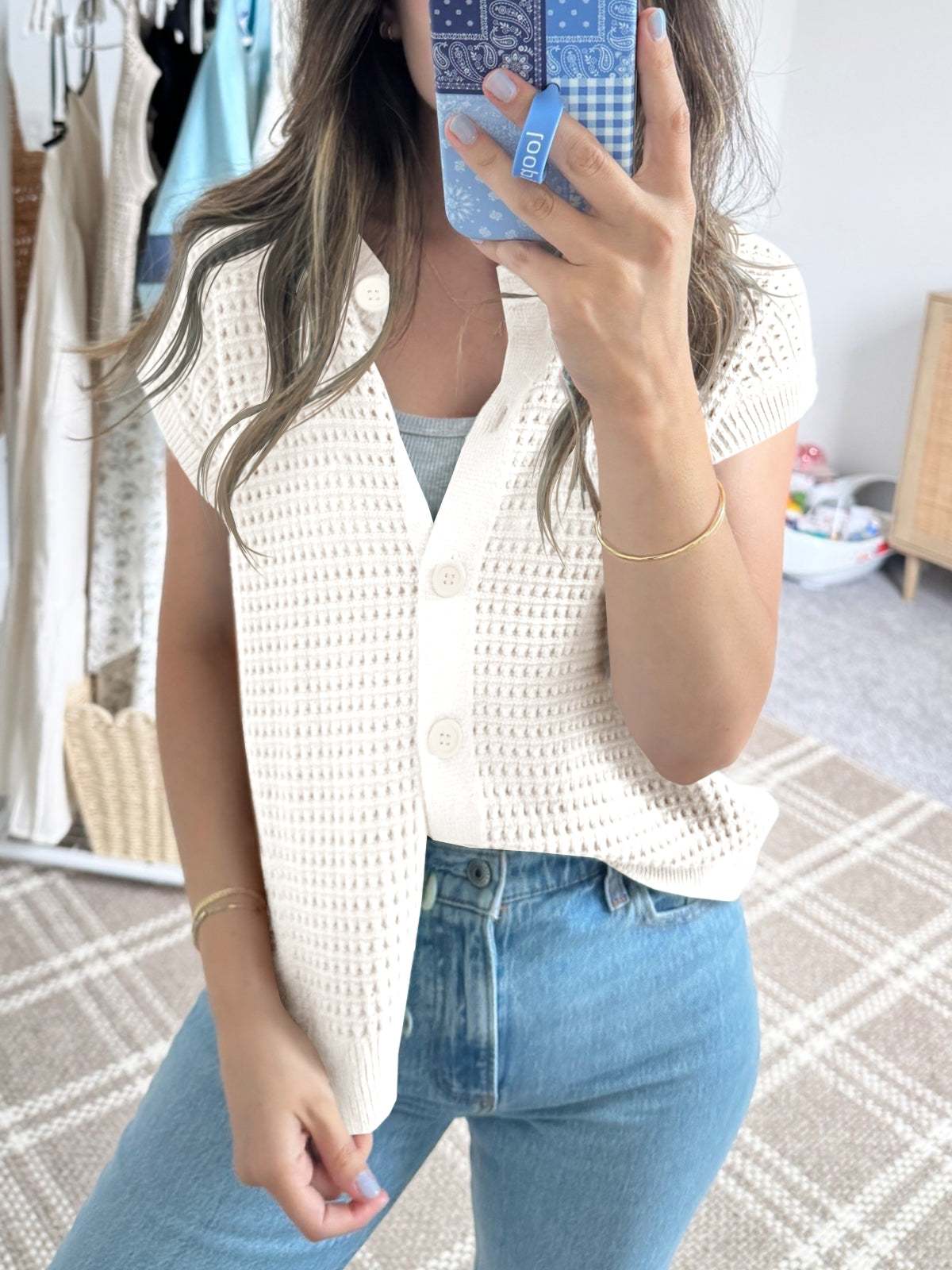 usvara Womens Short Cap Sleeve Sweater Vest