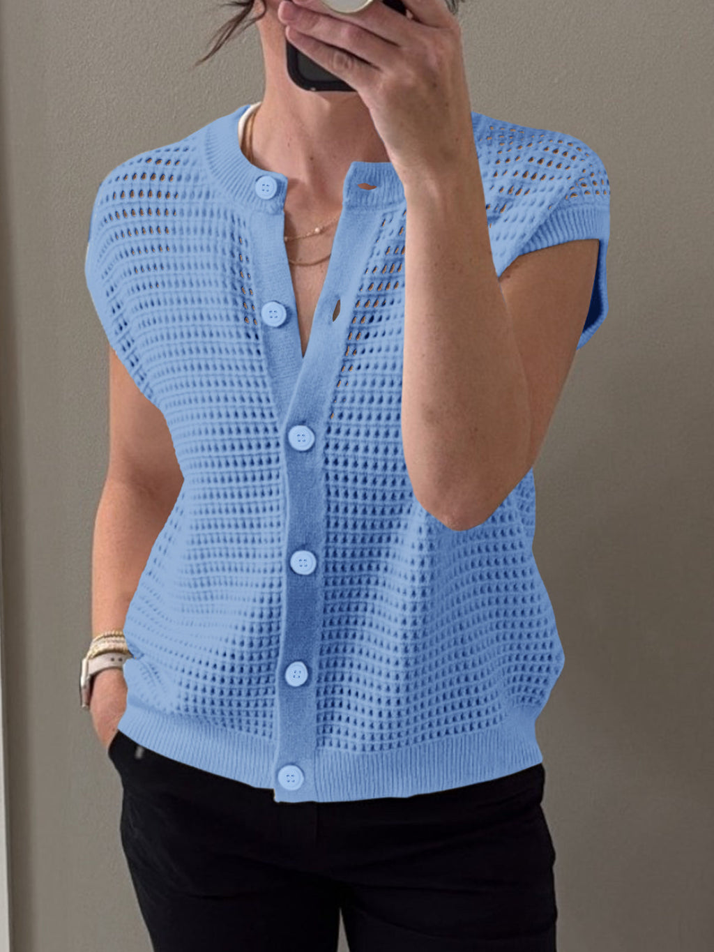 usvara Womens Short Cap Sleeve Sweater Vest