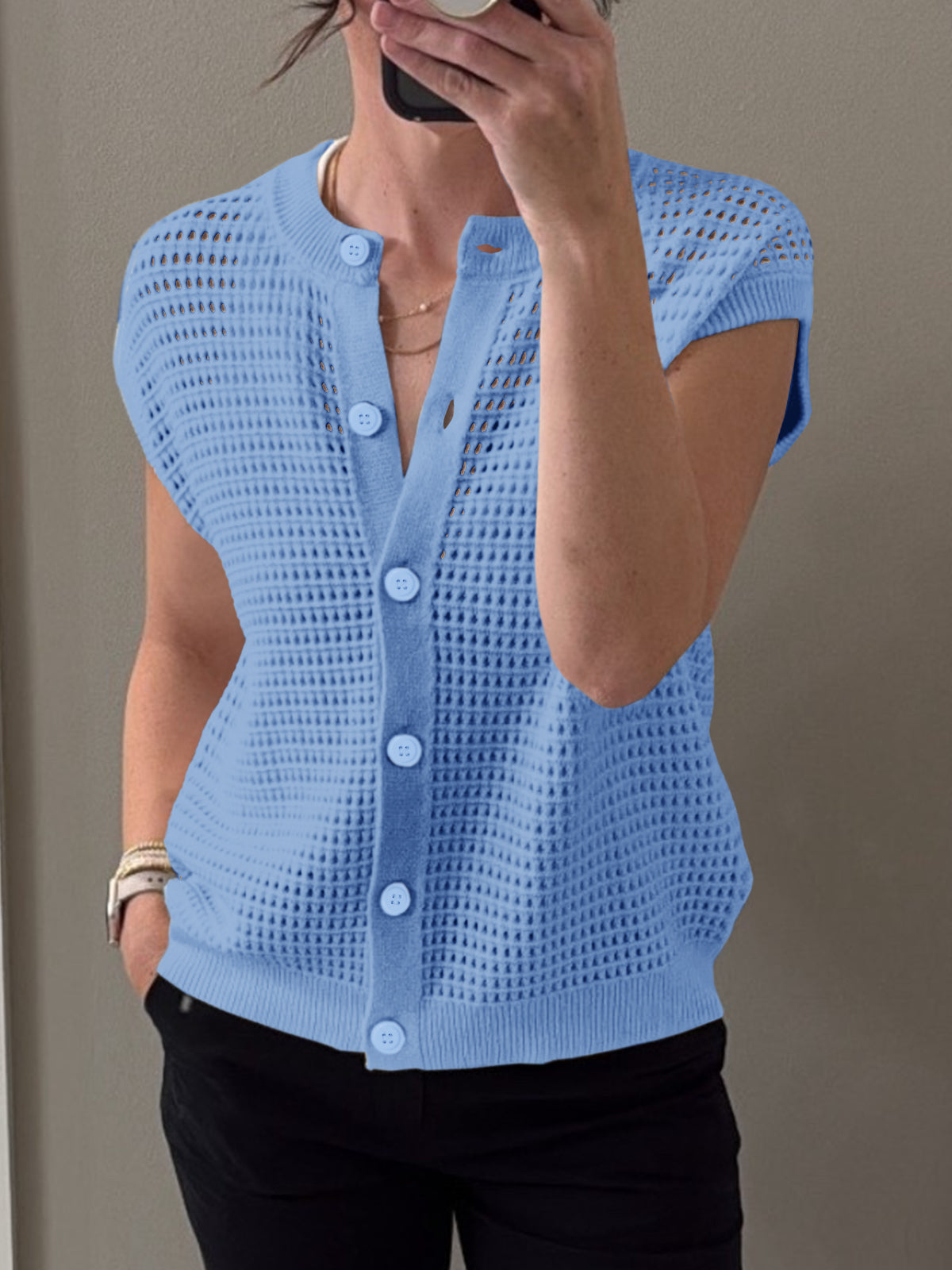 usvara Womens Short Cap Sleeve Sweater Vest