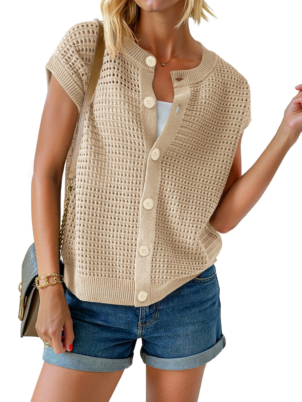 usvara Womens Short Cap Sleeve Sweater Vest