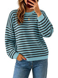 usvara Women Oversized Striped Crew Neck Pullover Sweater