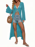 usvara Womens Tie Front Crochet Long Cardigans