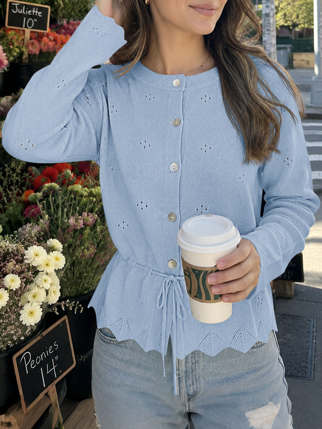 usvara Women Crochet Cardigan Sweater