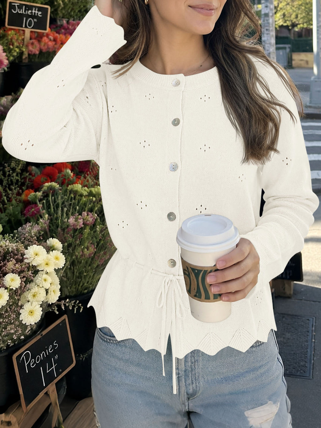 usvara Women Crochet Cardigan Sweater
