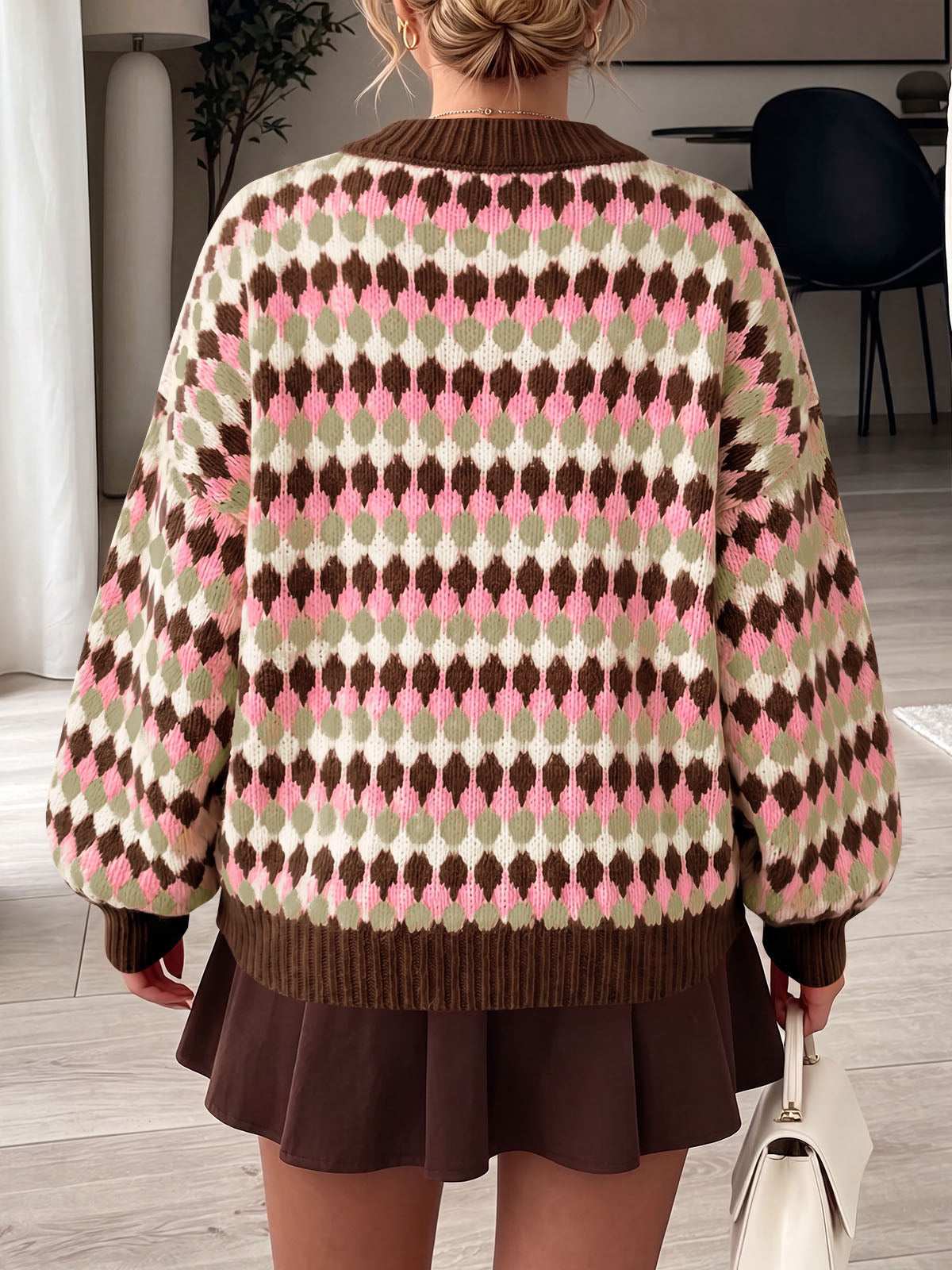 usvara Women Color Block Knit Sweater