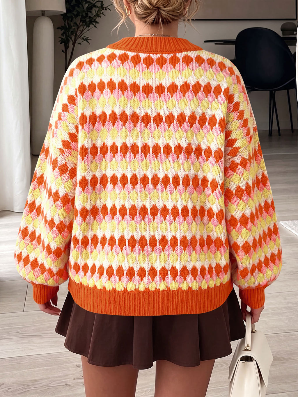 usvara Women Color Block Knit Sweater