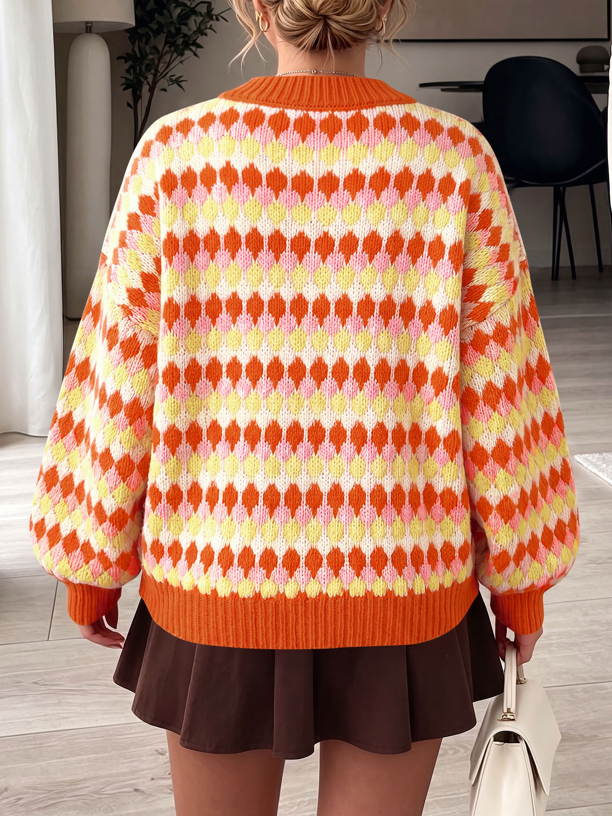 usvara Women Color Block Knit Sweater