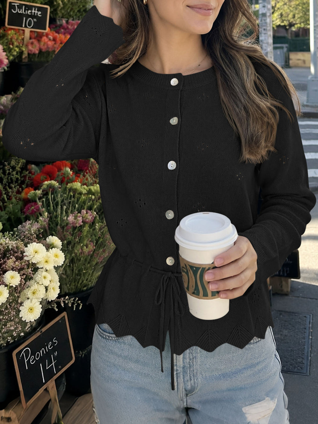 usvara Women Crochet Cardigan Sweater