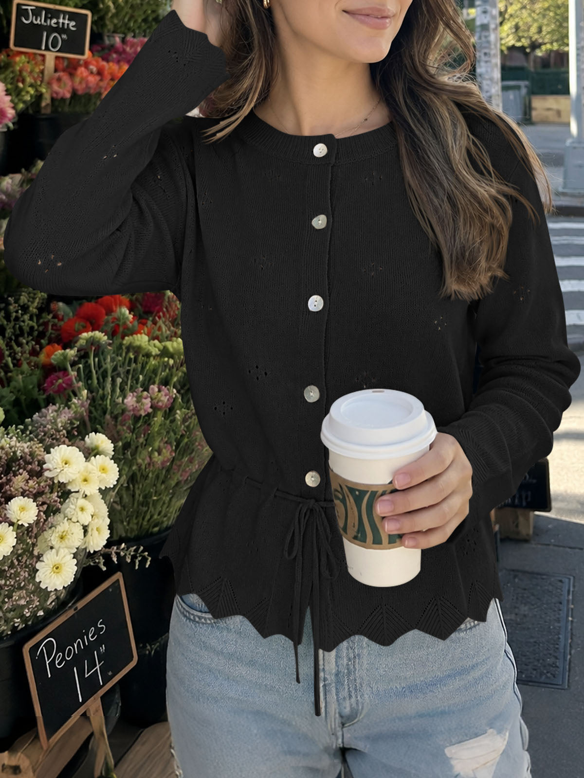 usvara Women Crochet Cardigan Sweater
