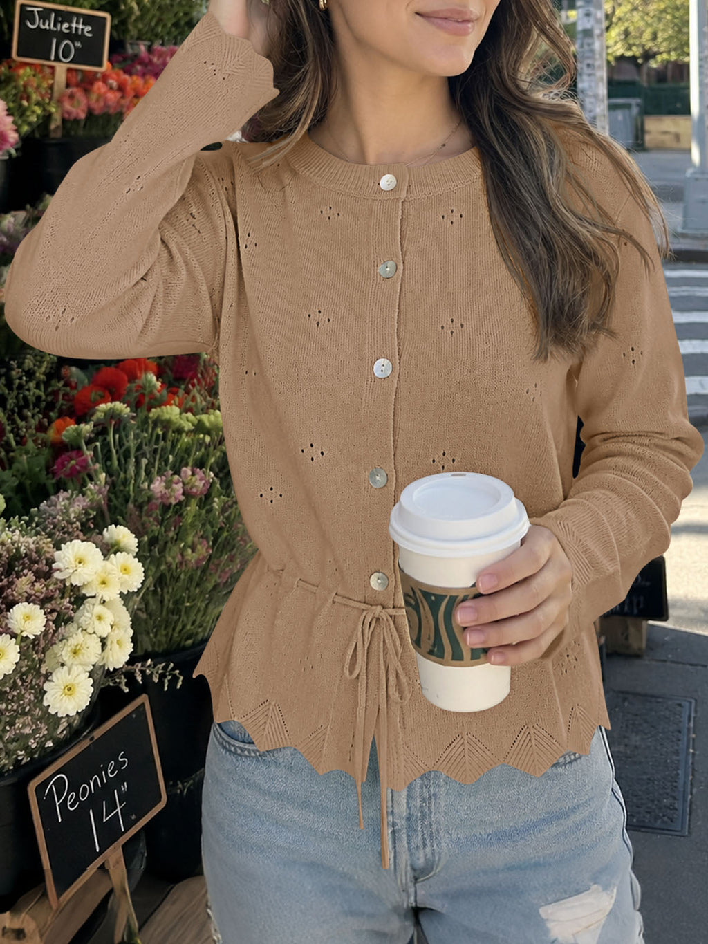 usvara Women Crochet Cardigan Sweater
