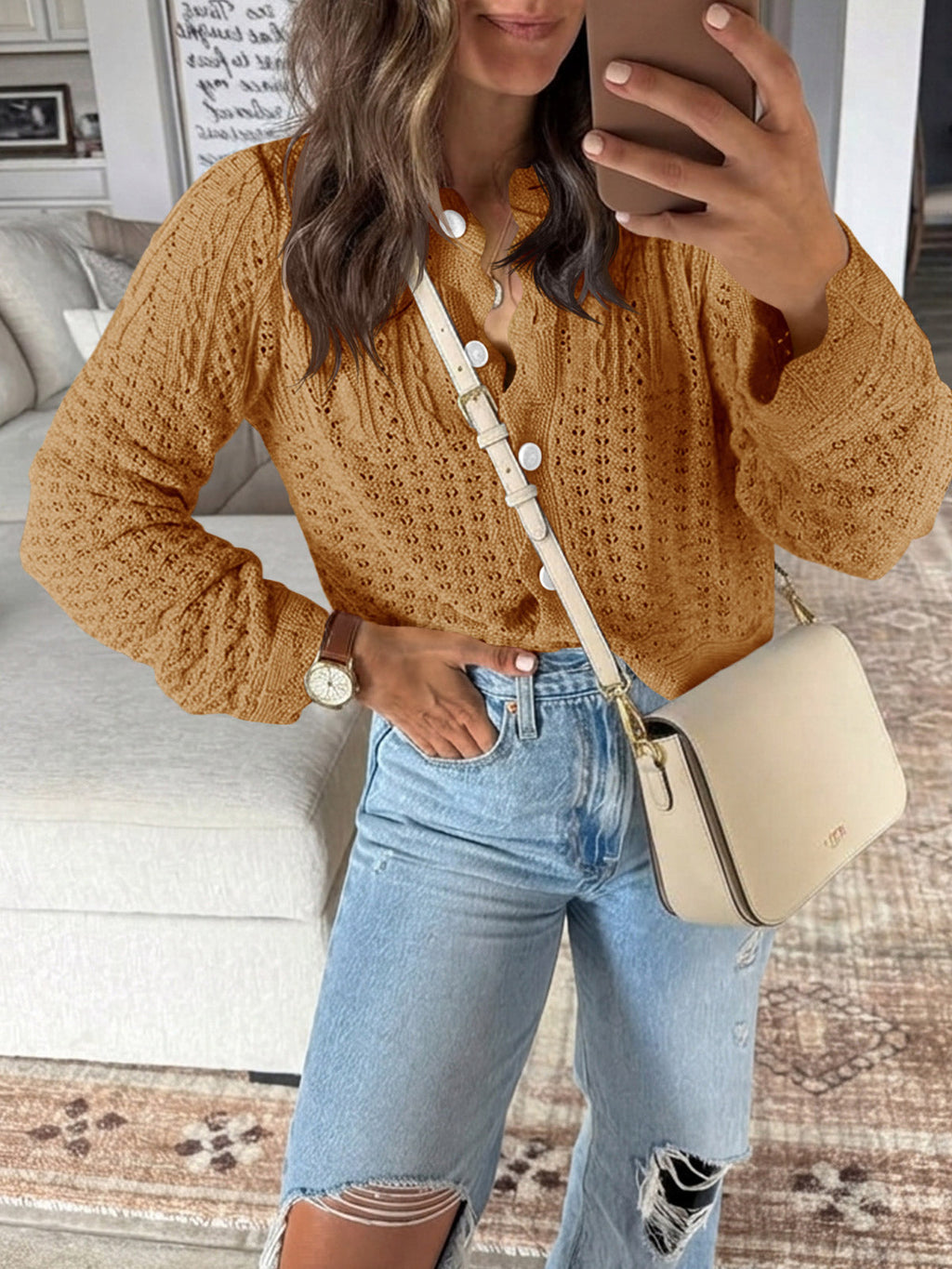 usvara Womens Crochet Cotton Knit Cardigans