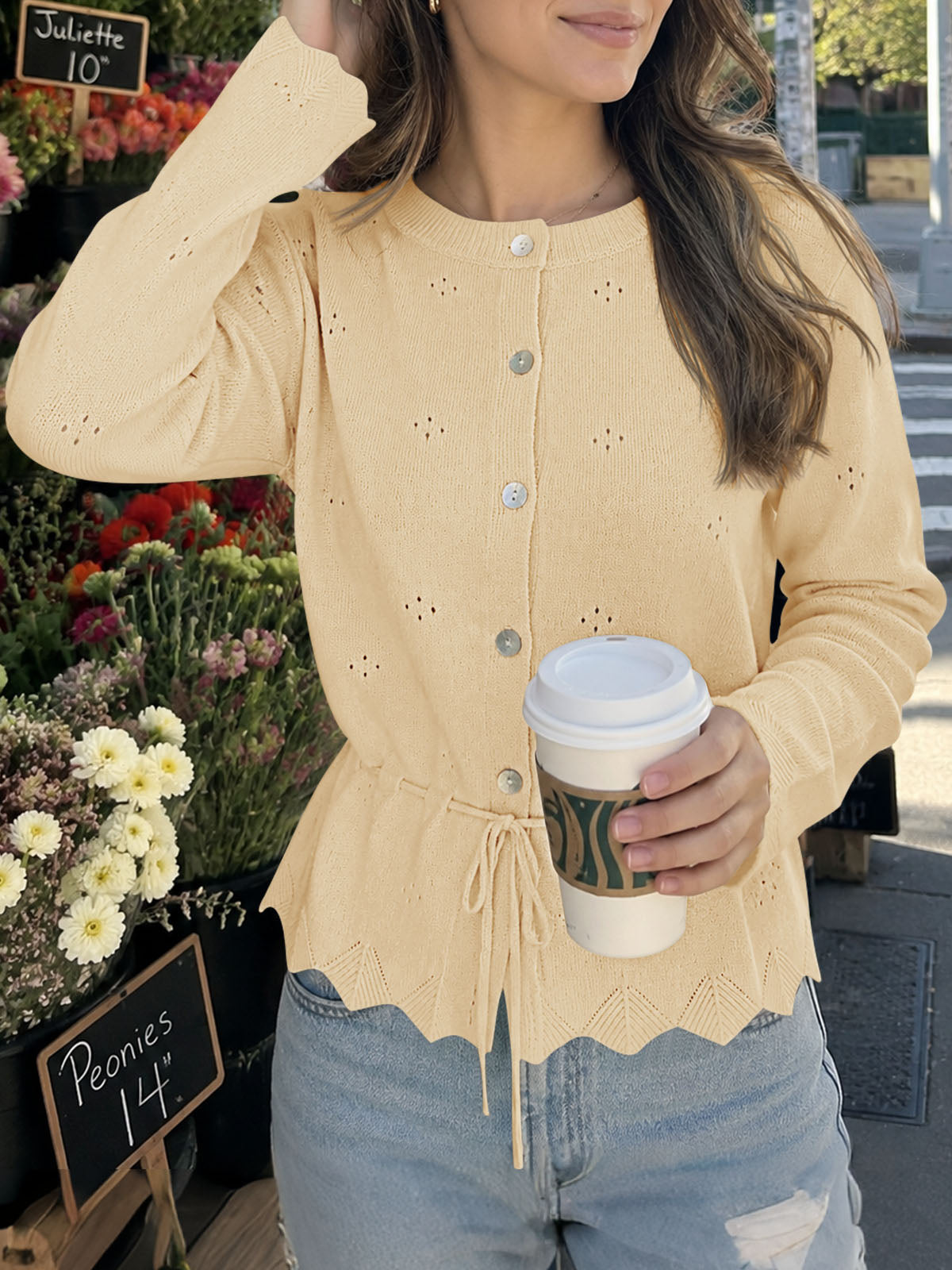 usvara Women Crochet Cardigan Sweater