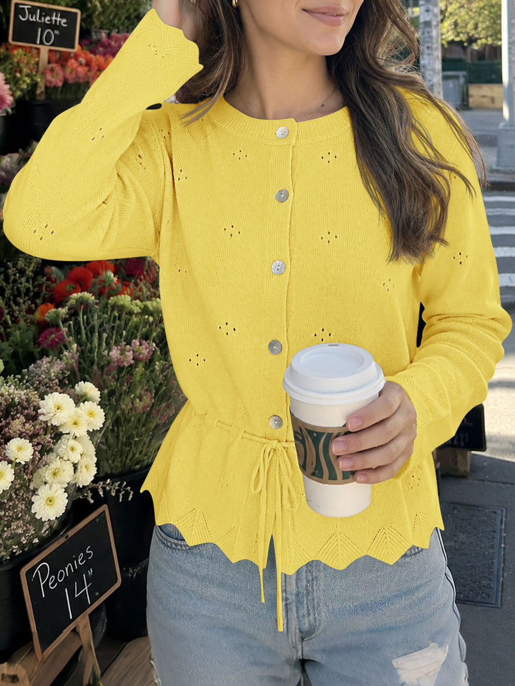 usvara Women Crochet Cardigan Sweater