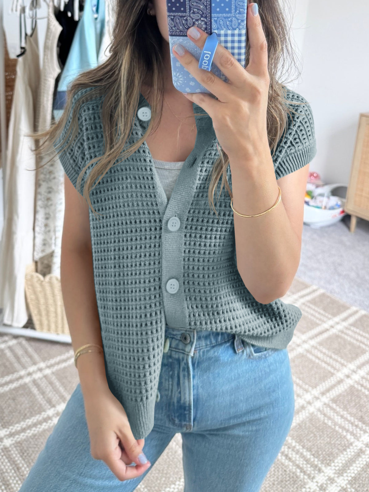 usvara Womens Short Cap Sleeve Sweater Vest