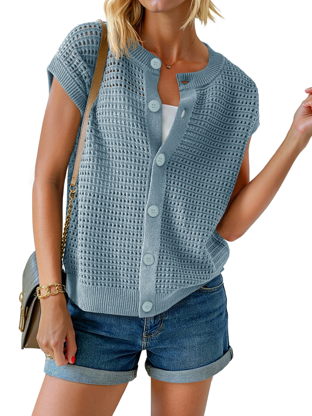 usvara Womens Short Cap Sleeve Sweater Vest