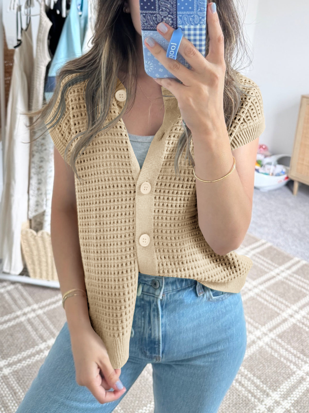 usvara Womens Short Cap Sleeve Sweater Vest