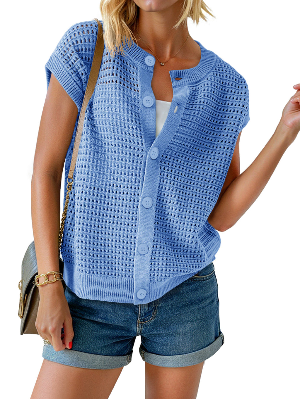 usvara Womens Short Cap Sleeve Sweater Vest