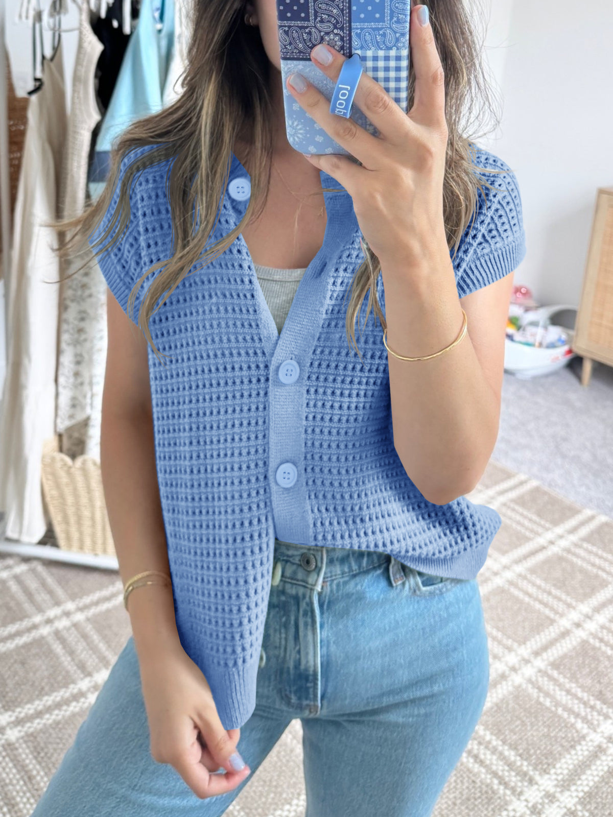 usvara Womens Short Cap Sleeve Sweater Vest