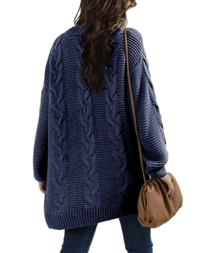 usvara Women Oversized Chunky Cable Knit Cardigan
