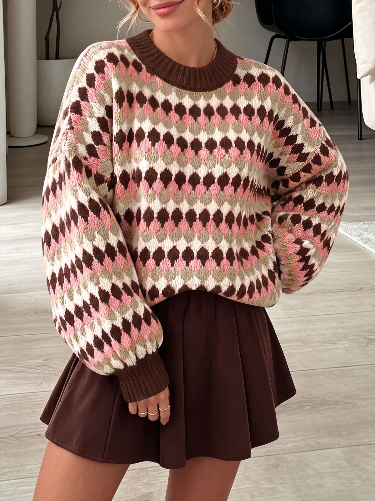 usvara Women Color Block Knit Sweater