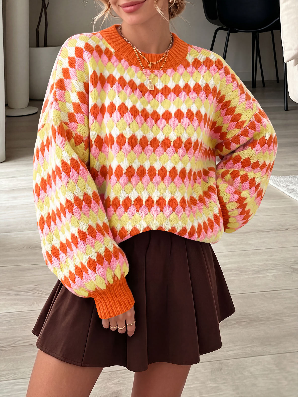 usvara Women Color Block Knit Sweater