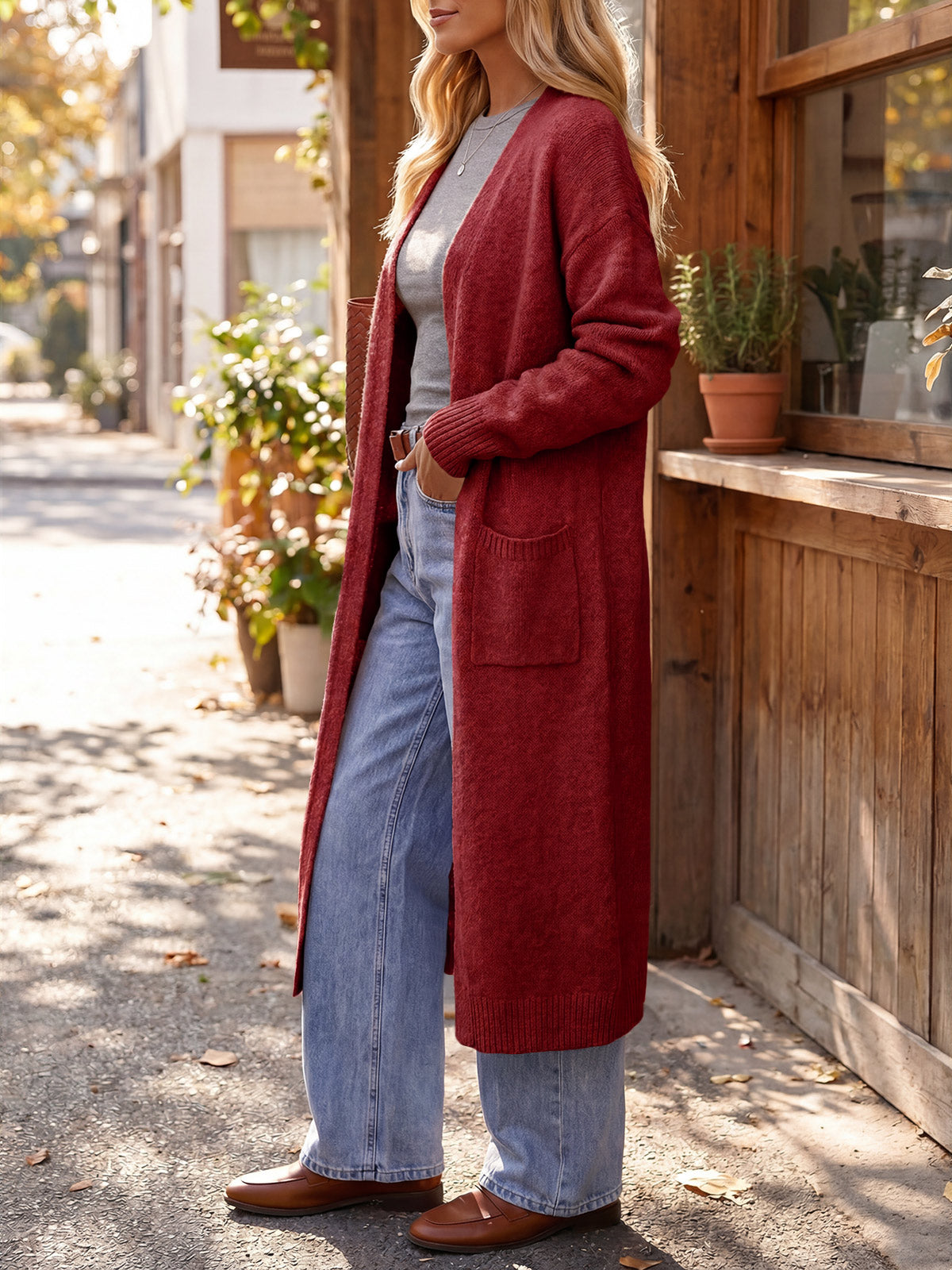usvara Women Long Open Front Knit Cardigan Duster
