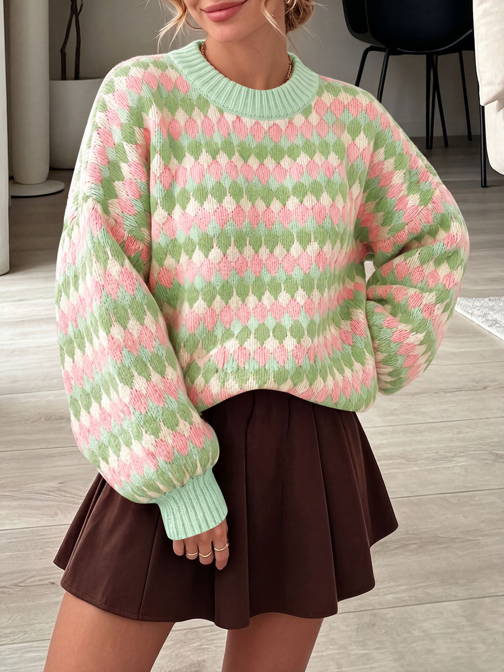 usvara Women Color Block Knit Sweater