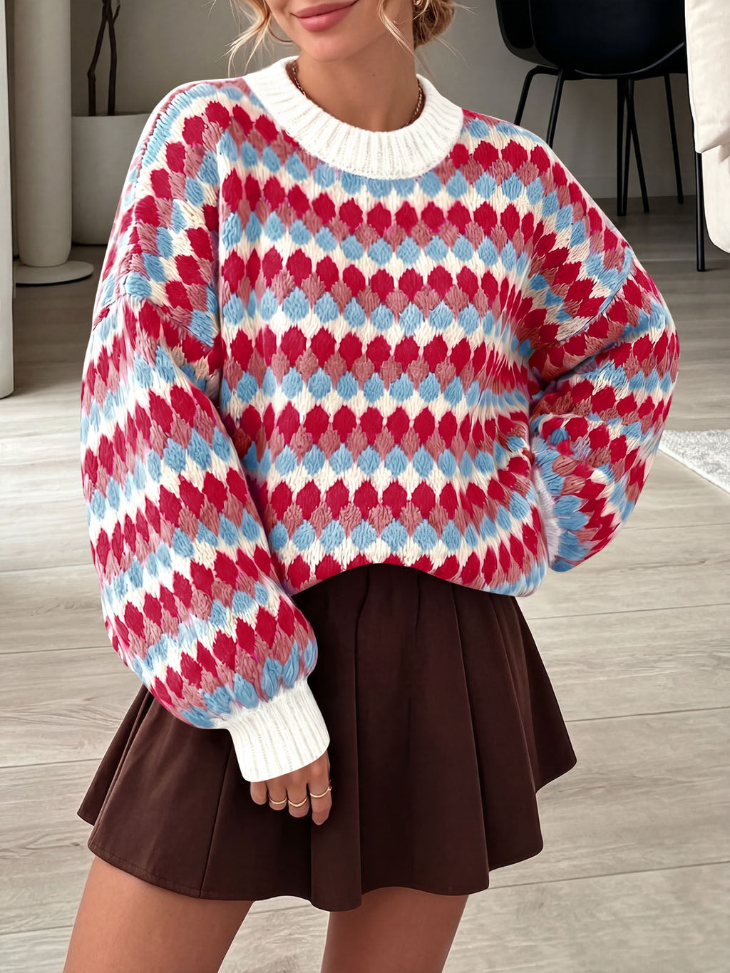 usvara Women Color Block Knit Sweater