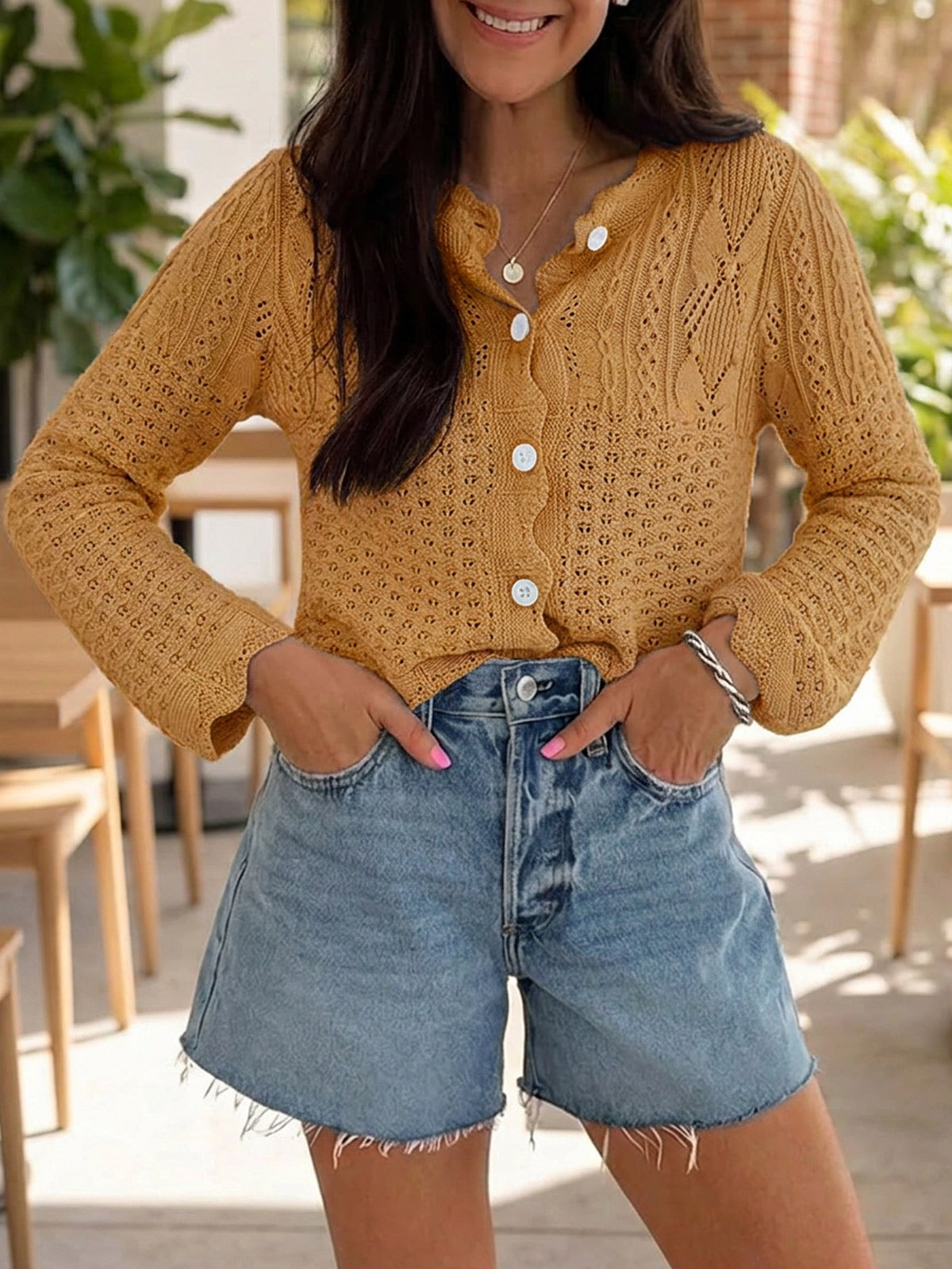 usvara Womens Crochet Cotton Knit Cardigans