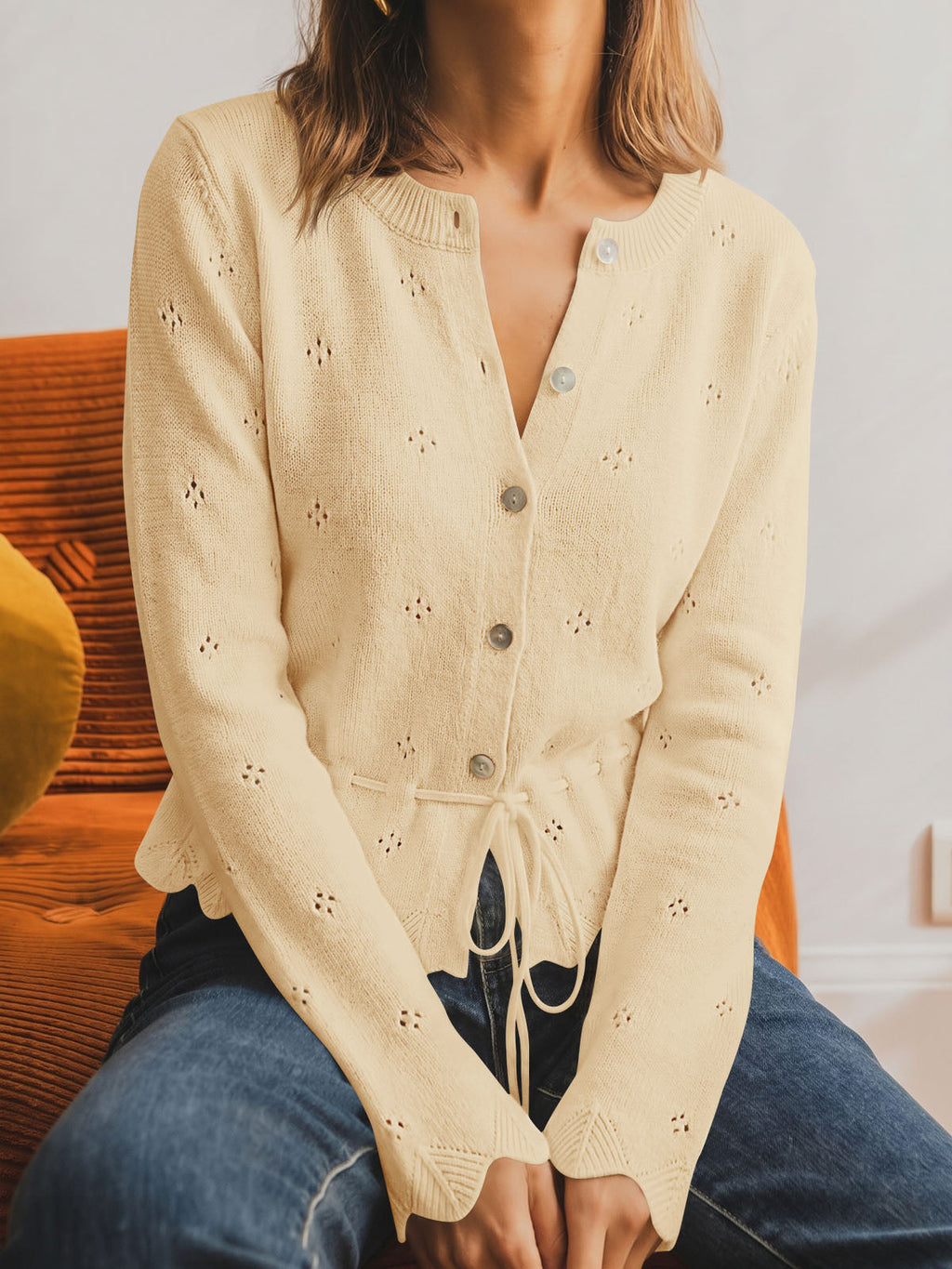 usvara Women Crochet Cardigan Sweater