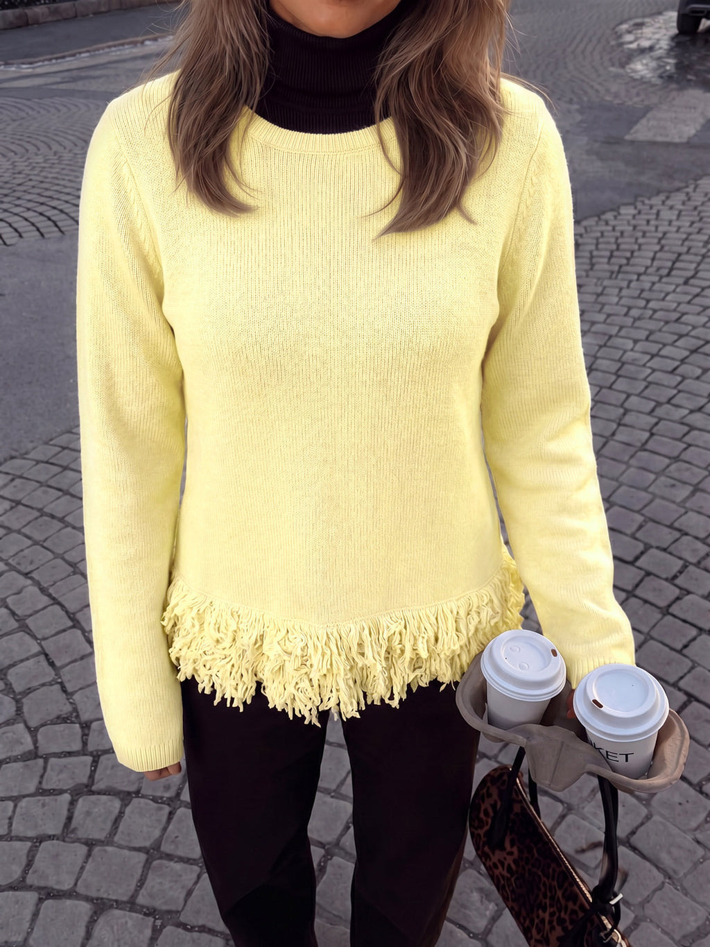 usvara Women Boho Fringe Knit Sweater