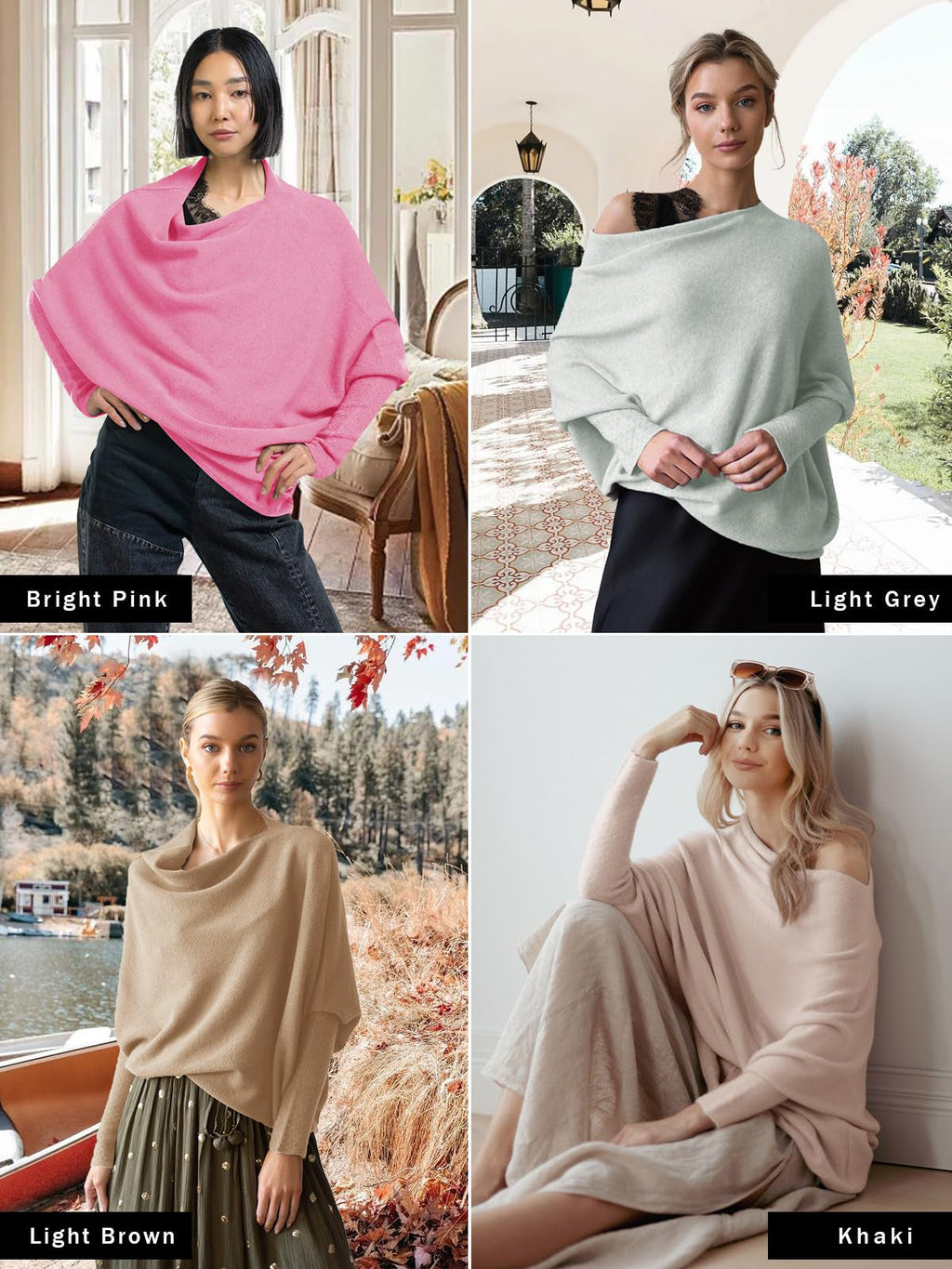 usvara Womens Boat Neck Oversized Knit Sweater