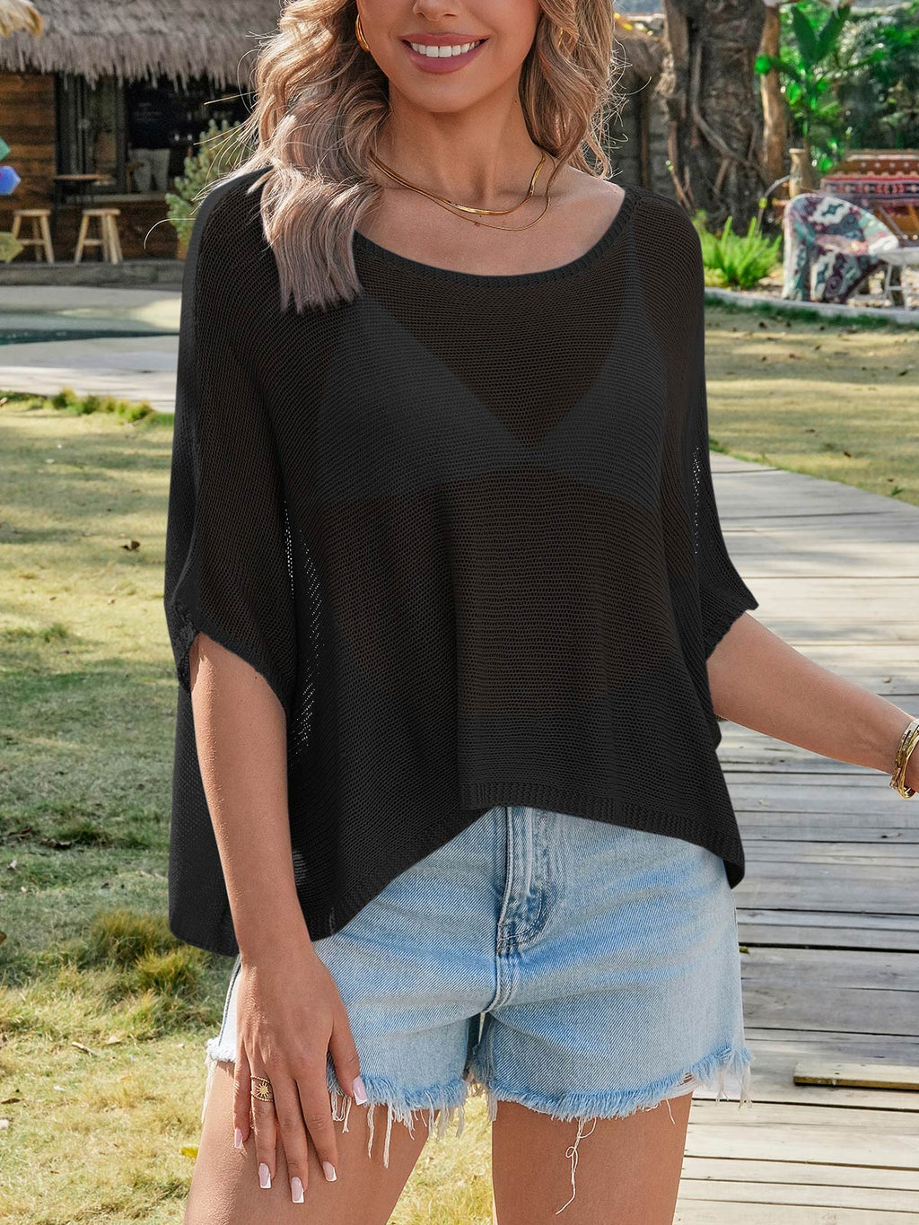 usvara Womens Batwing Oversized Beach Cover Up