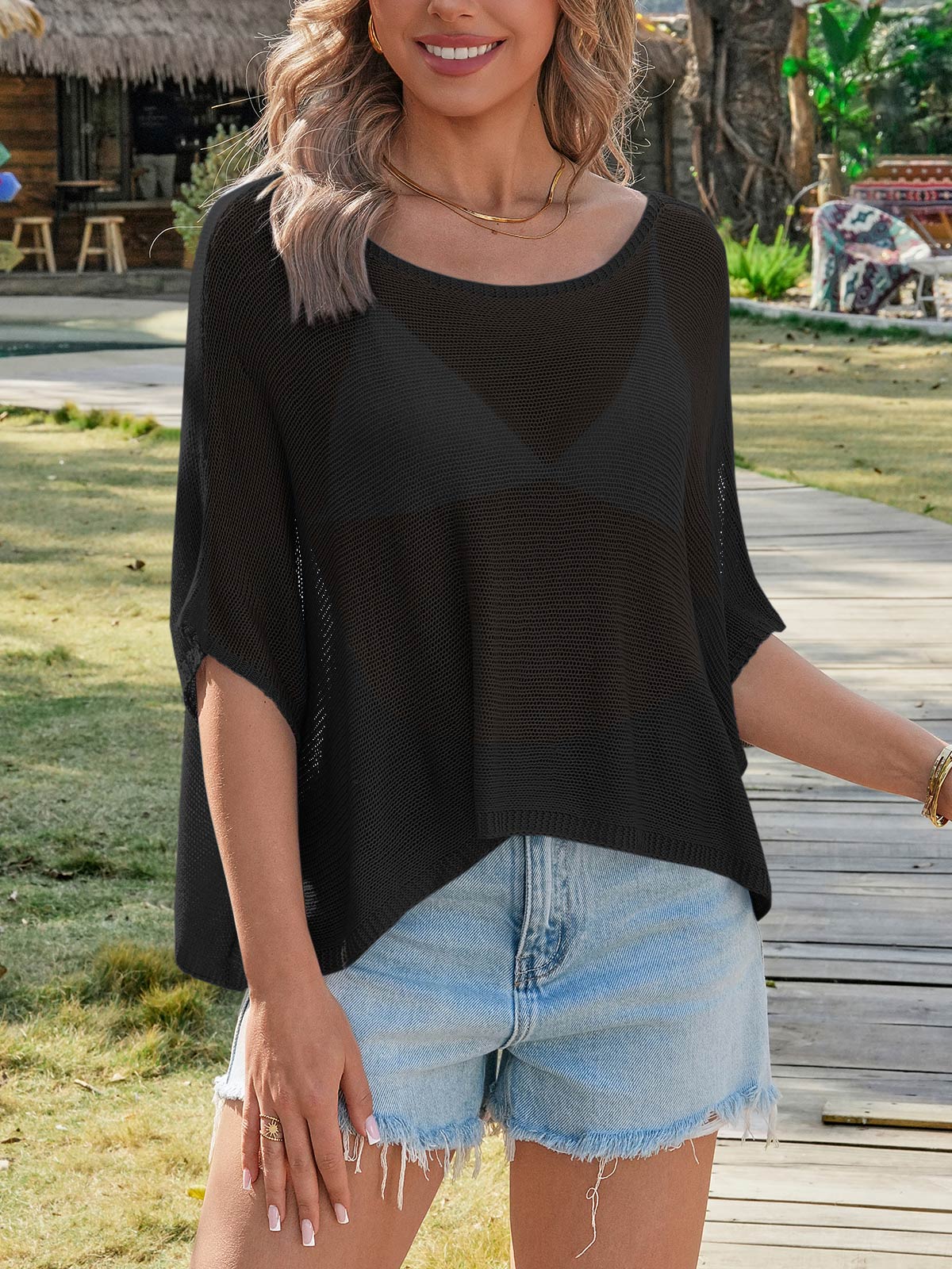 usvara Womens Batwing Oversized Beach Cover Up