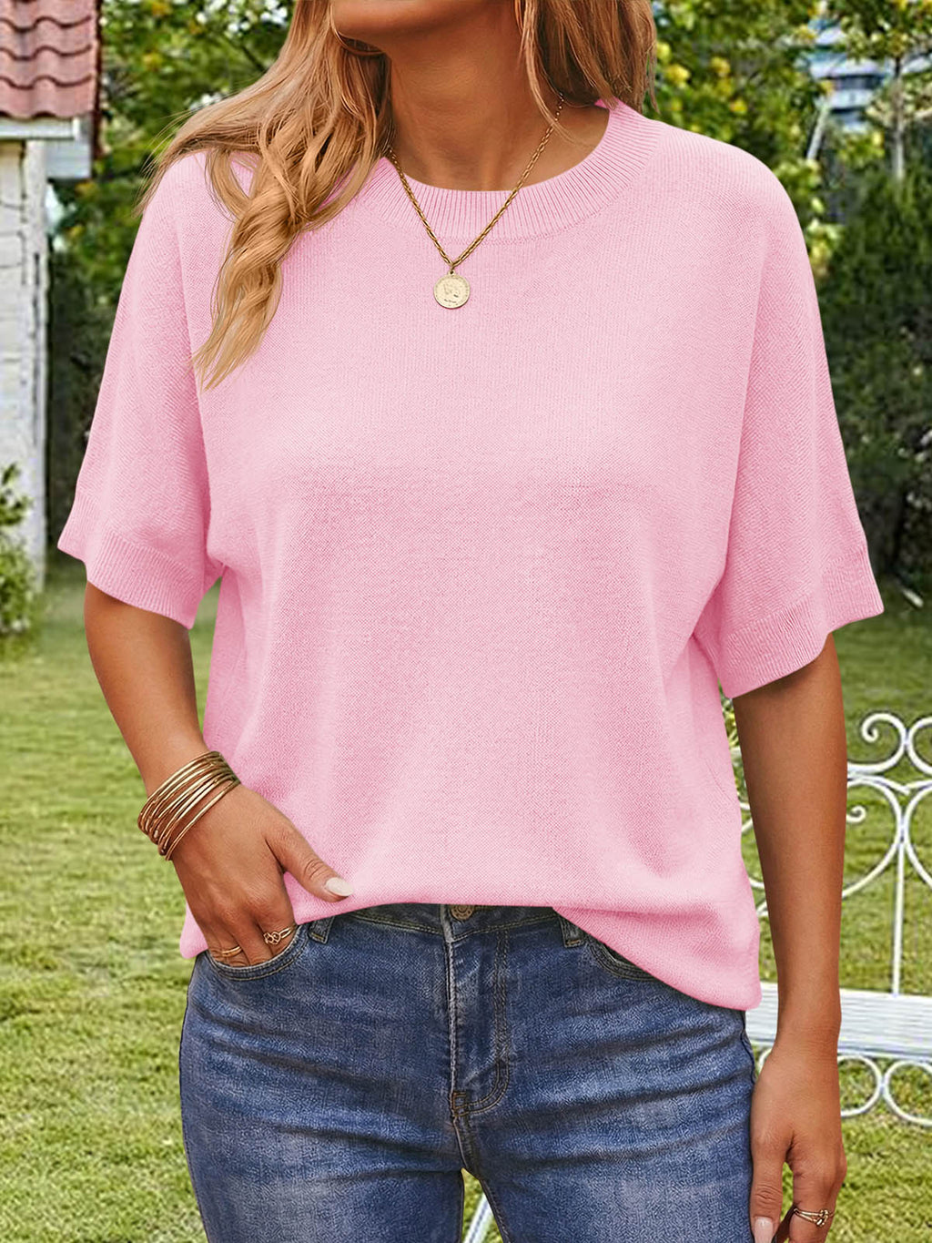 usvara Womens Oversized Batwing Sleeve Knit Pullover