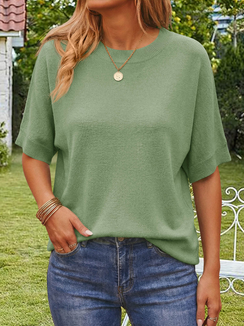 usvara Womens Oversized Batwing Sleeve Knit Pullover