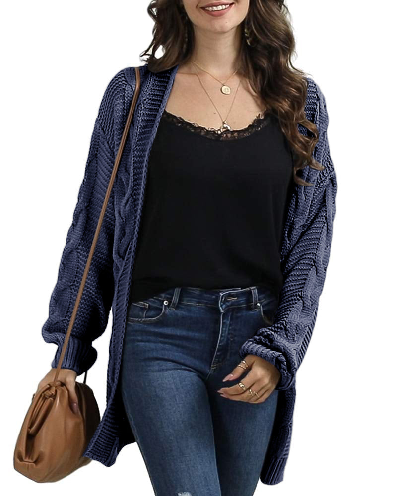 usvara Women Oversized Chunky Cable Knit Cardigan