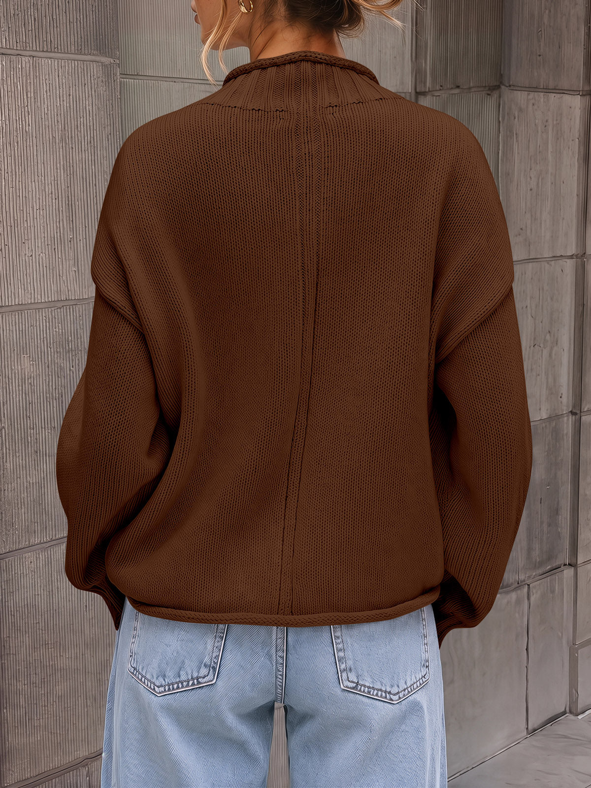usvara Women Mock Neck Chunky Knit Tops