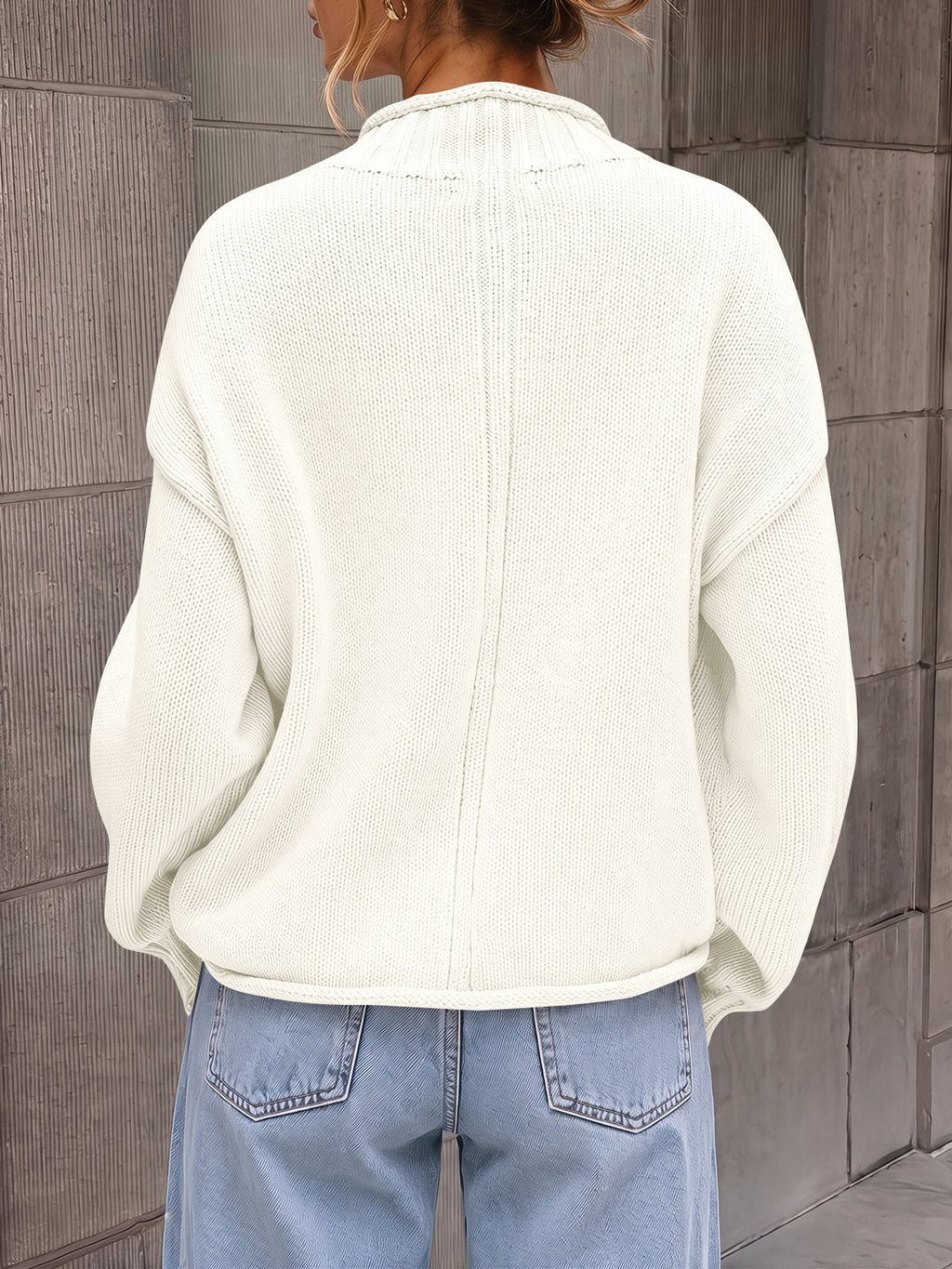 usvara Women Mock Neck Chunky Knit Tops