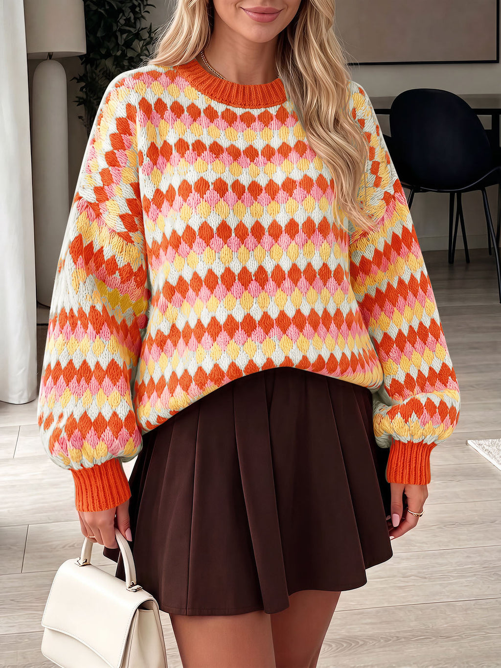 usvara Women Color Block Knit Sweater