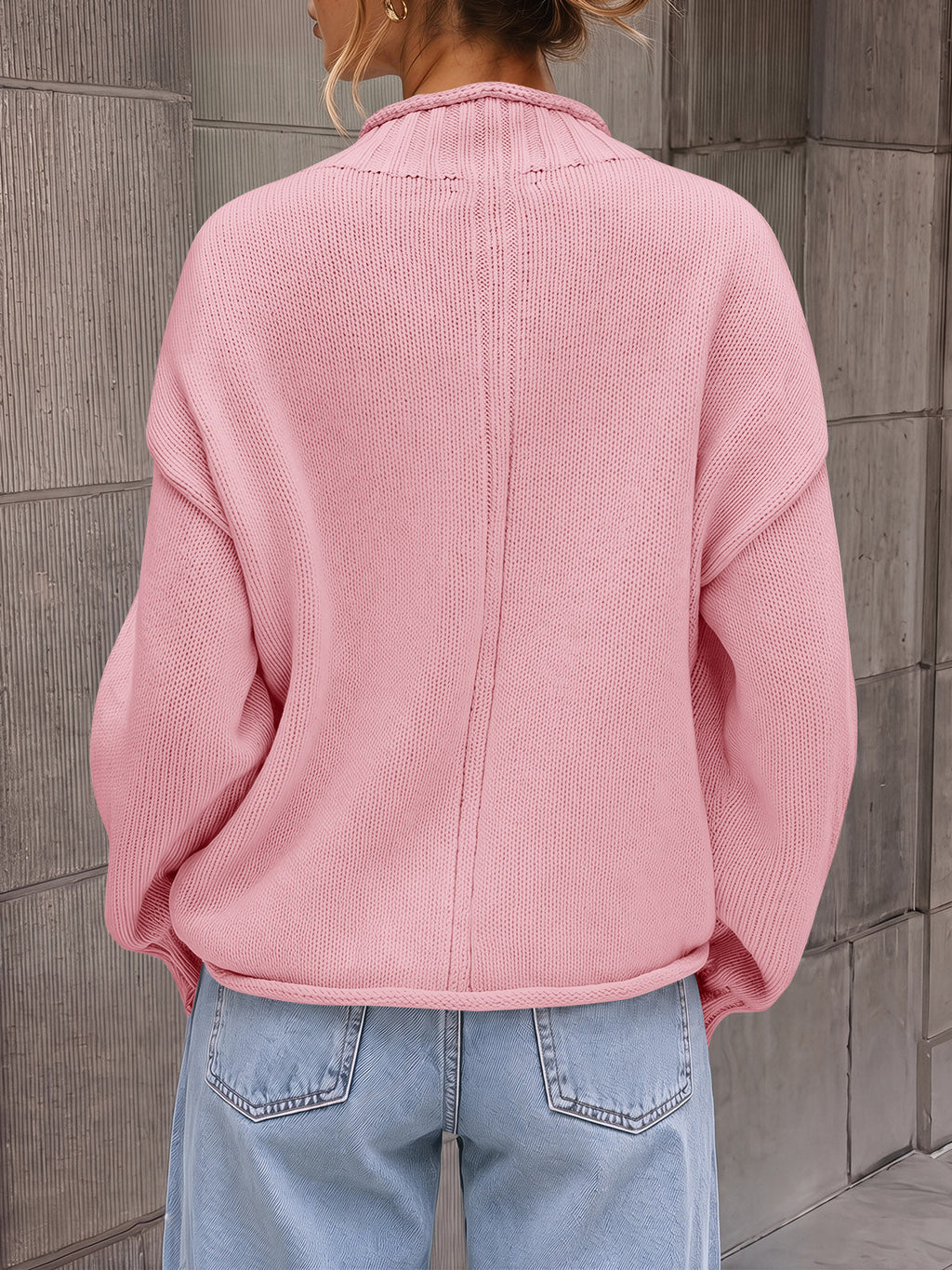 usvara Women Mock Neck Chunky Knit Tops