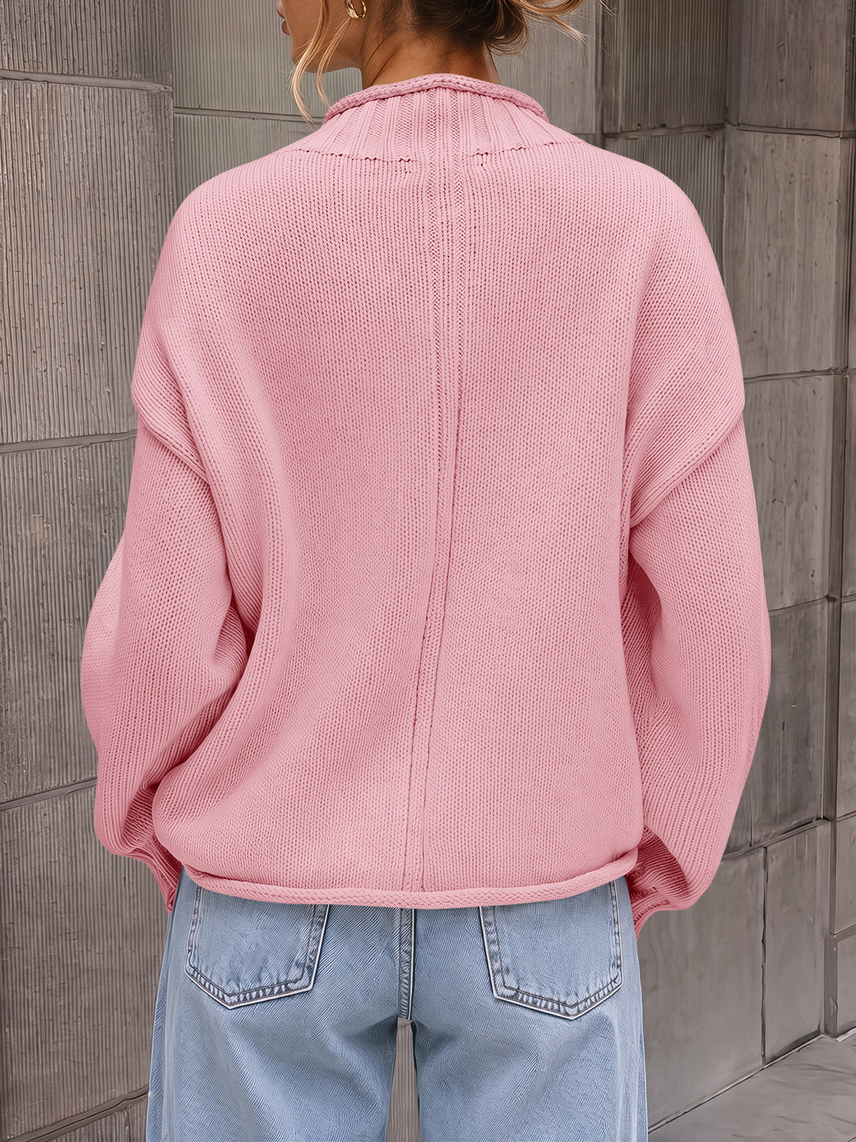 usvara Women Mock Neck Chunky Knit Tops