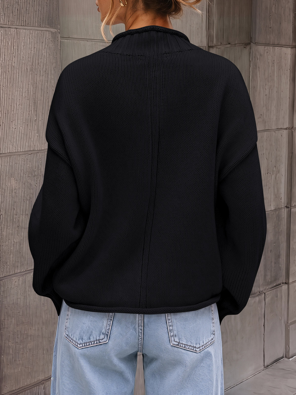 usvara Women Mock Neck Chunky Knit Tops