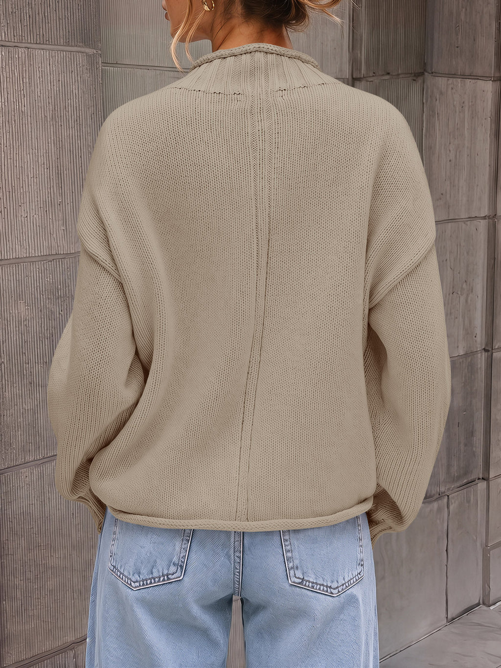 usvara Women Mock Neck Chunky Knit Tops