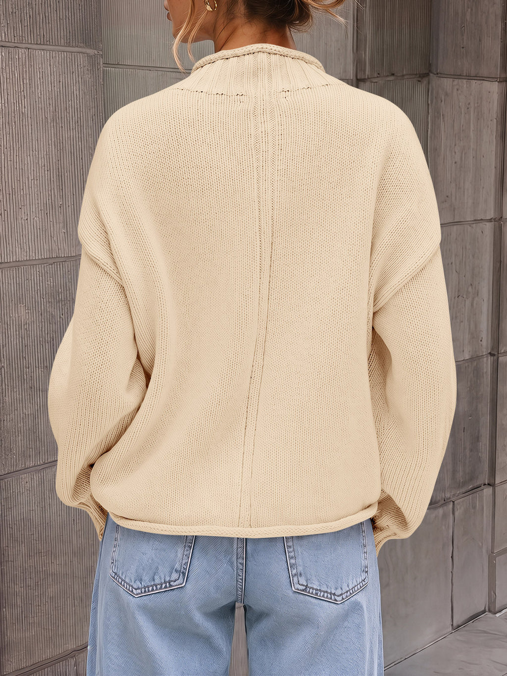 usvara Women Mock Neck Chunky Knit Tops