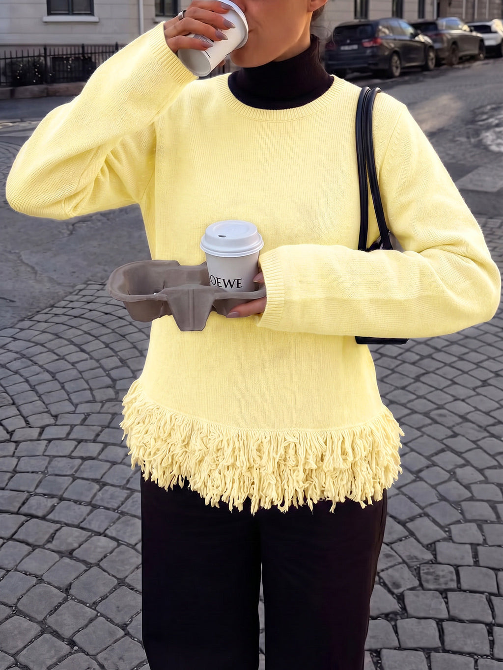 usvara Women Boho Fringe Knit Sweater