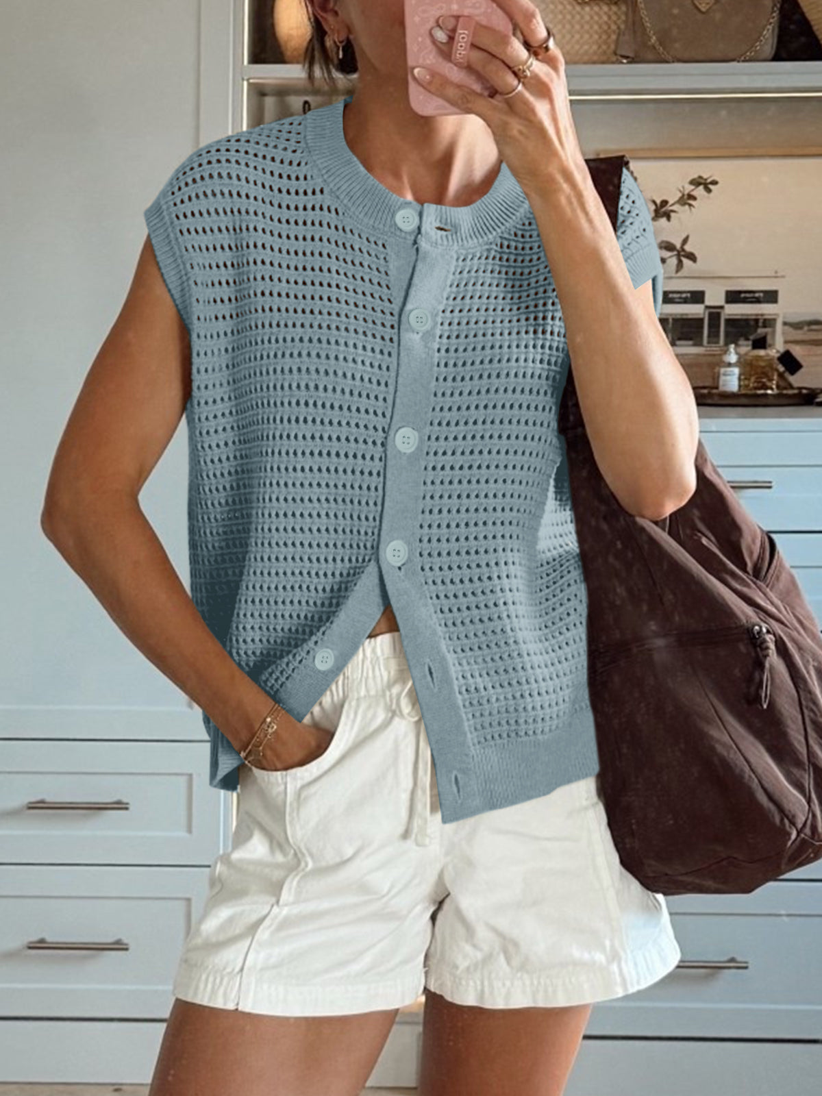 usvara Womens Short Cap Sleeve Sweater Vest