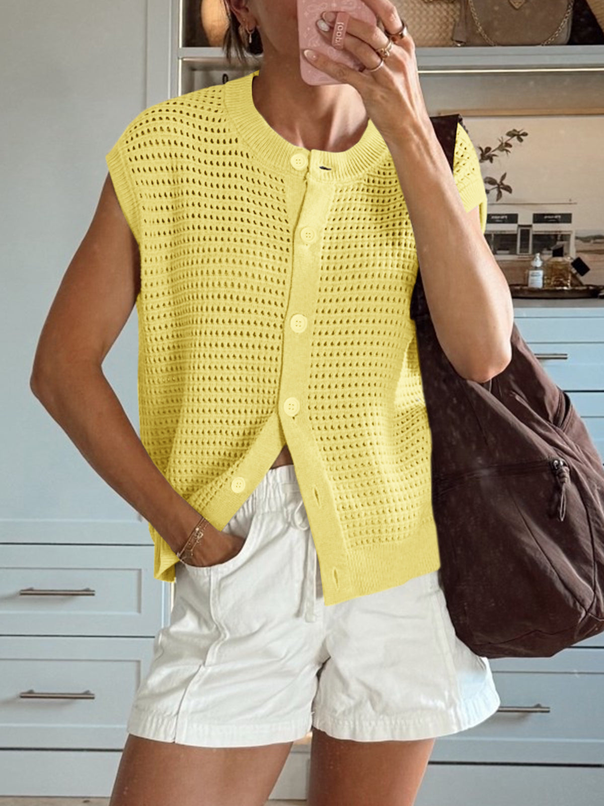 usvara Womens Short Cap Sleeve Sweater Vest