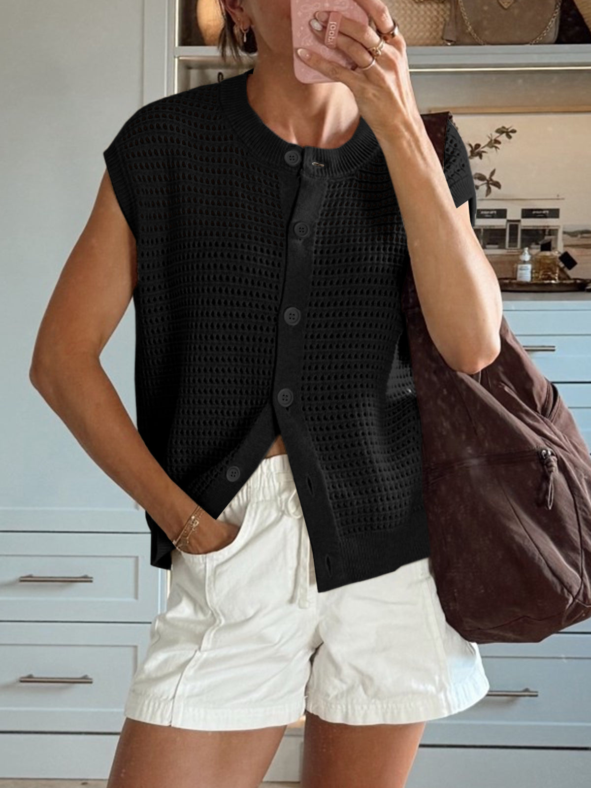 usvara Womens Short Cap Sleeve Sweater Vest