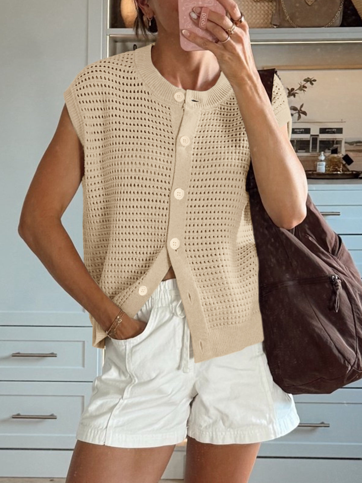 usvara Womens Short Cap Sleeve Sweater Vest